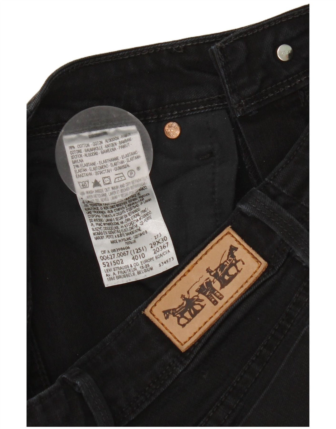 Jeans dritti Levi's 627 da donna W29 L30 cotone nero