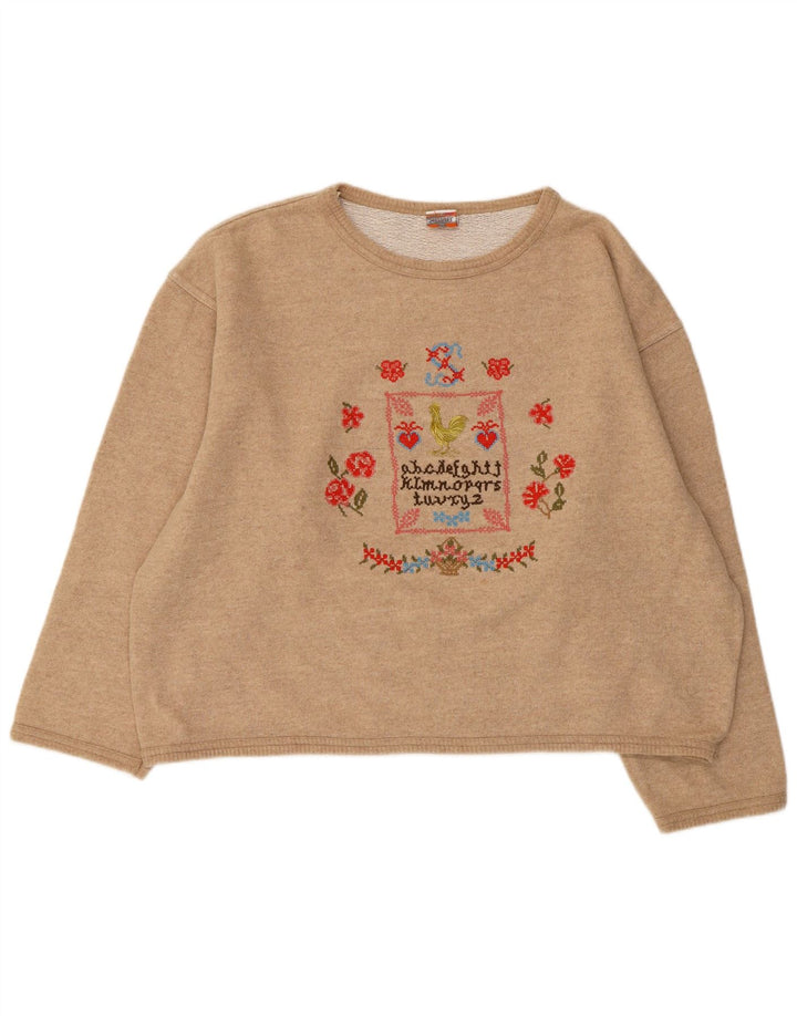 Stefanel Felpa da donna oversize con grafica Maglione UK 16 Large Beige Lana