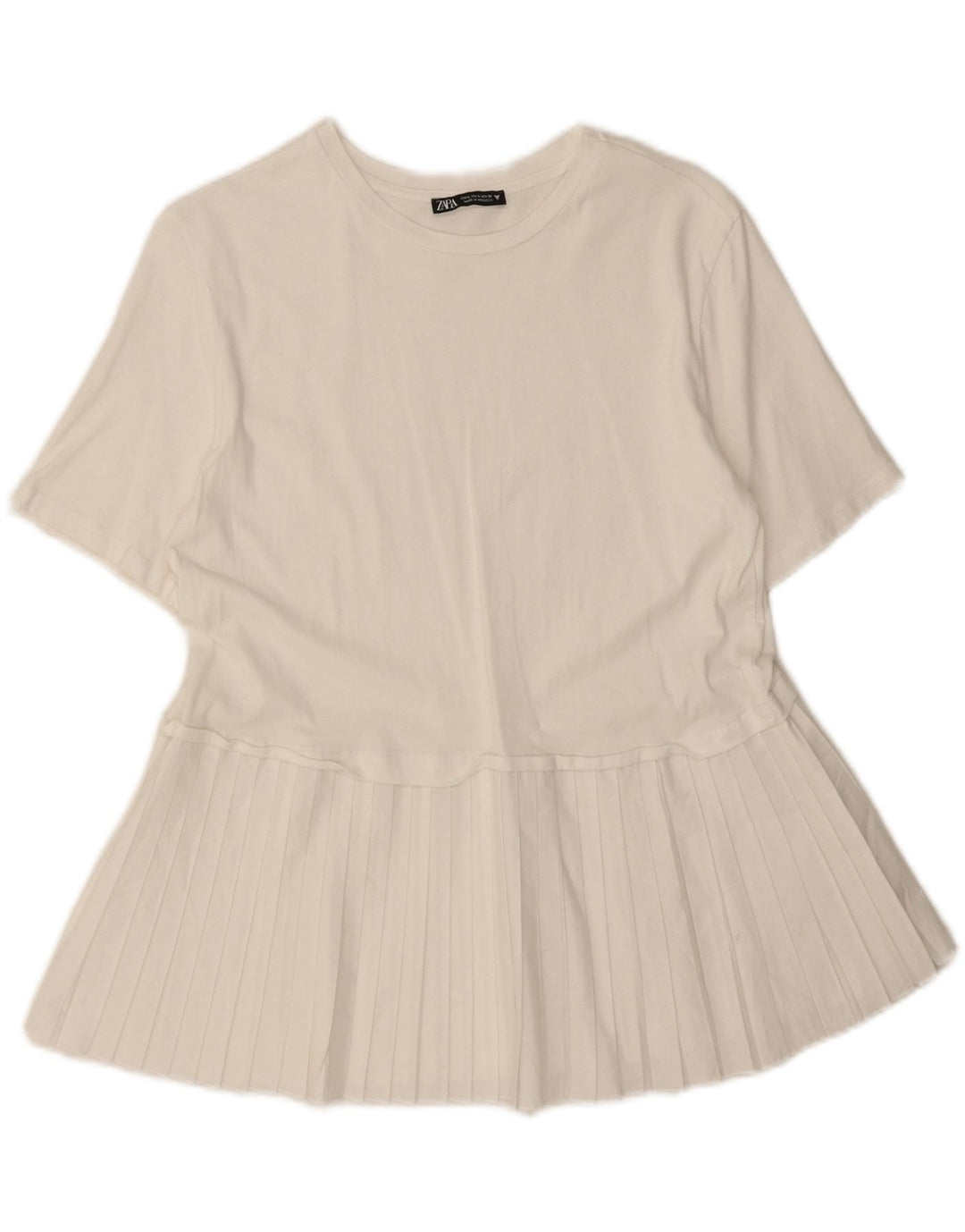 ZARA Womens Peplum Blouse Top UK 14 Large White Vintage Zara and Second-Hand Zara from Messina Hembry 