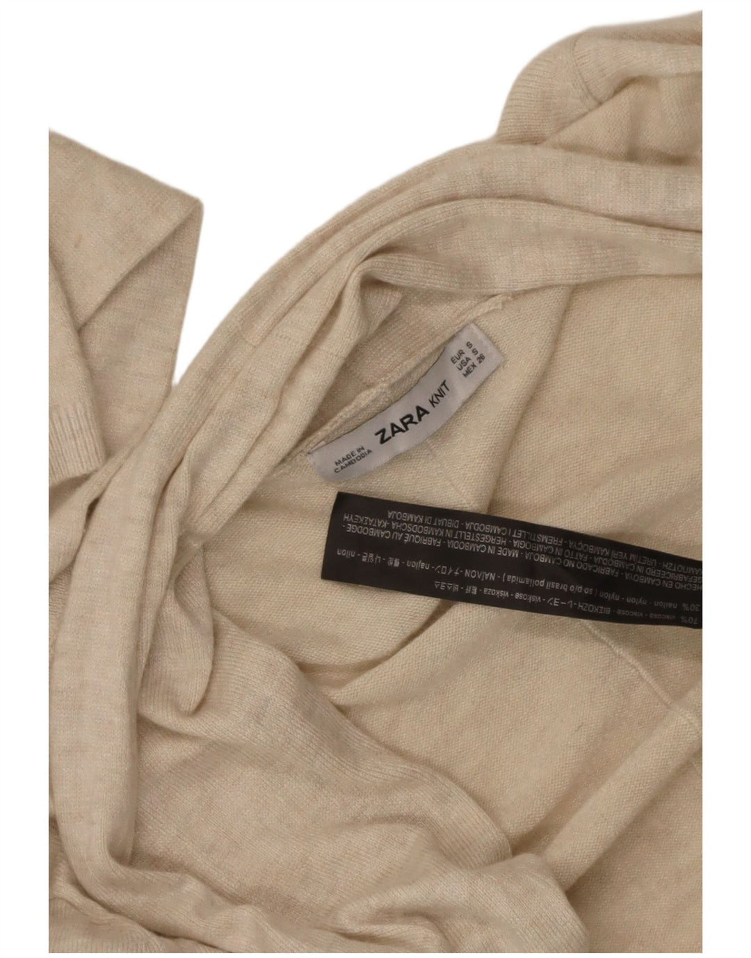 Maglione cardigan aperto da donna Zara UK 8 piccolo in viscosa beige