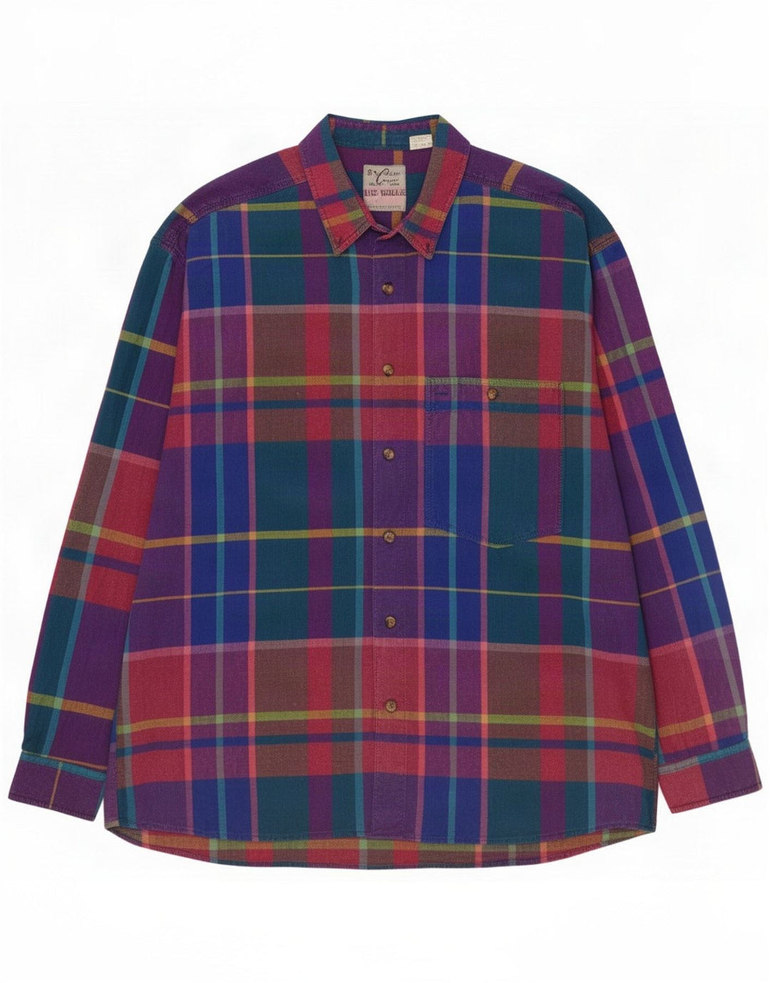 Camicia da uomo Tom Tailor Large in cotone a quadri multicolore
