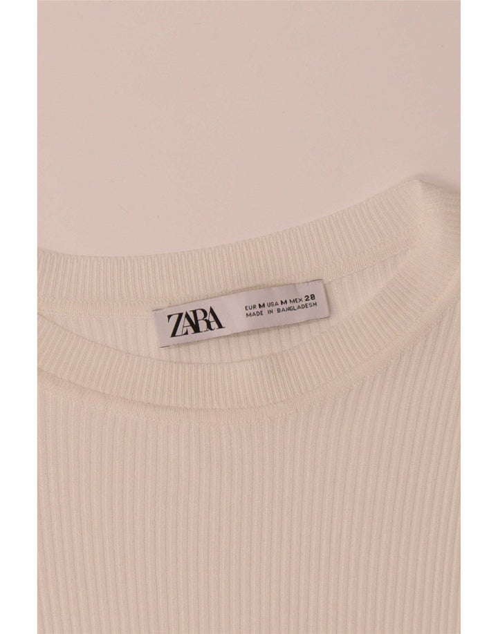 Top Zara da donna a maniche lunghe UK 12 medio bianco