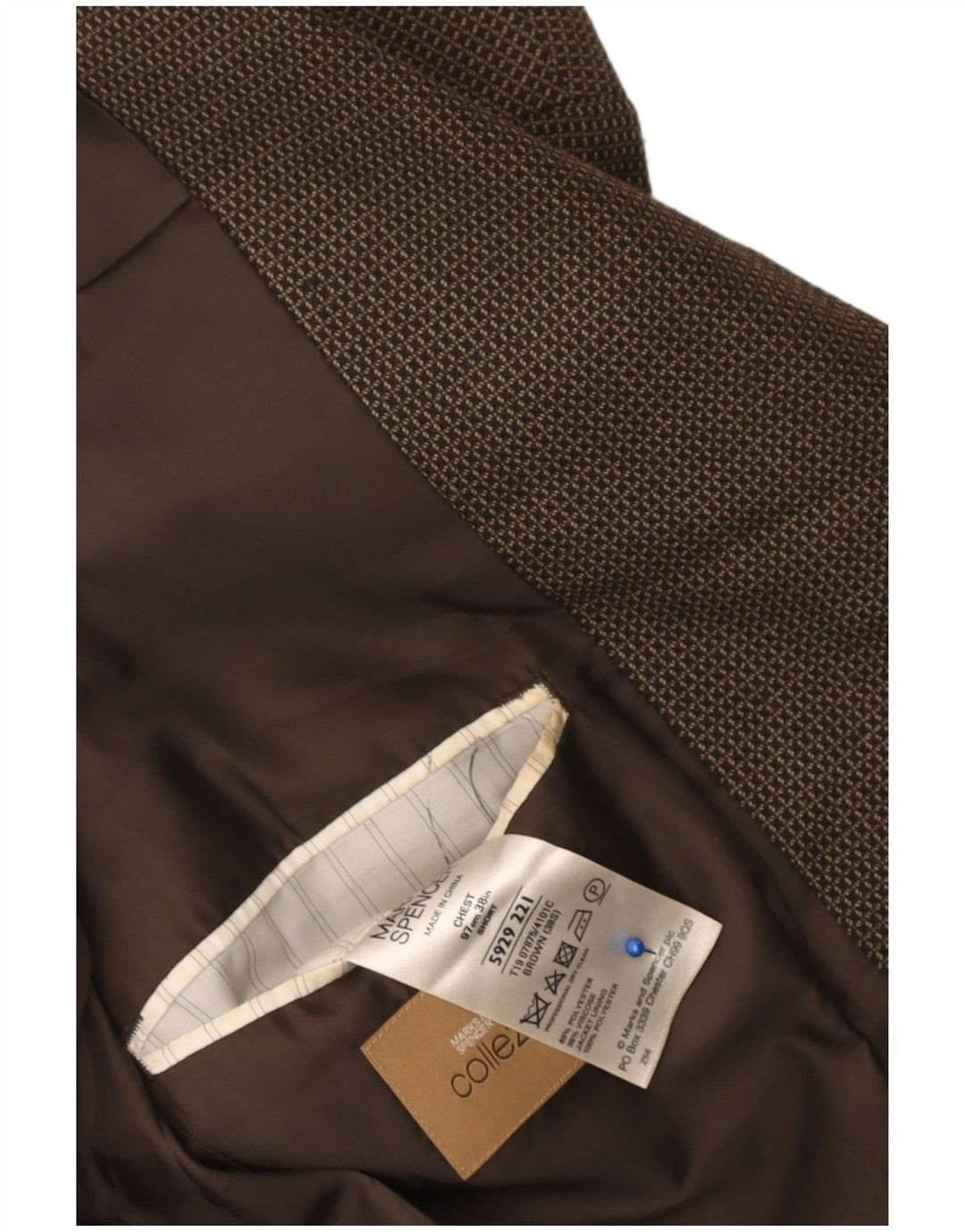 Giacca blazer a 2 bottoni da uomo Marks & Spencer UK 38 a quadri marrone medio