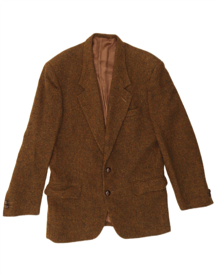 Giacca blazer vintage da uomo a 2 bottoni IT 48 Lana vergine screziata marrone medio