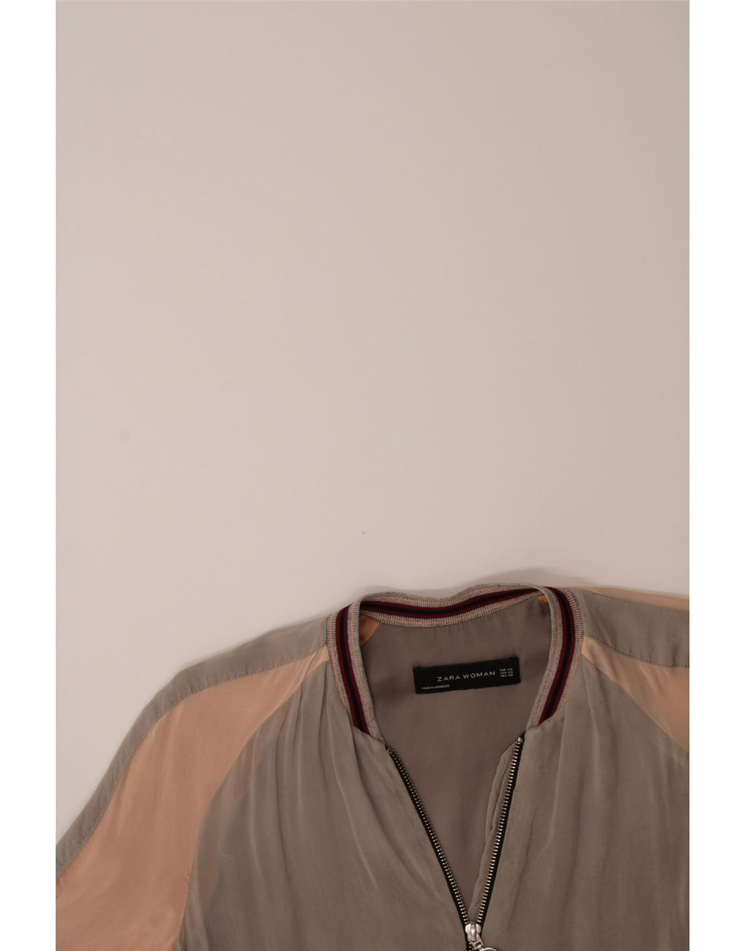 ZARA Womens Oversized Bomber Jacket UK 6 XS Beige Colourblock Vintage Zara and Second-Hand Zara from Messina Hembry 