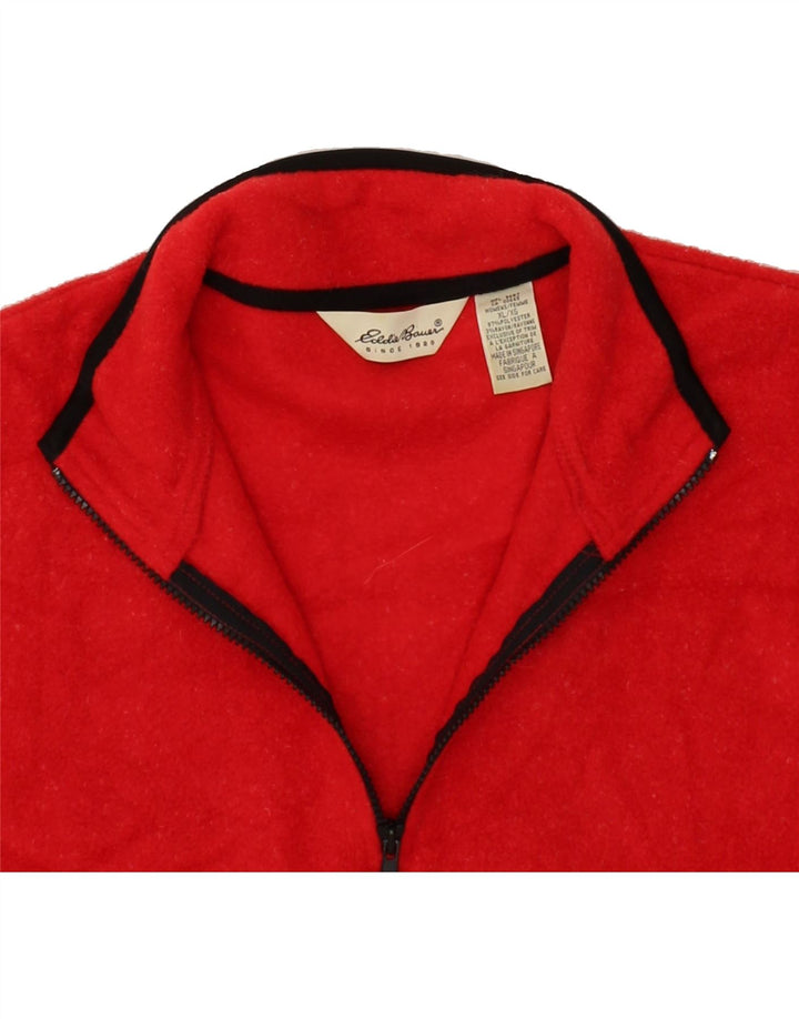 EDDIE BAUER Mens Zip Neck Fleece Jumper XL Red Polyester Vintage Eddie Bauer and Second-Hand Eddie Bauer from Messina Hembry 