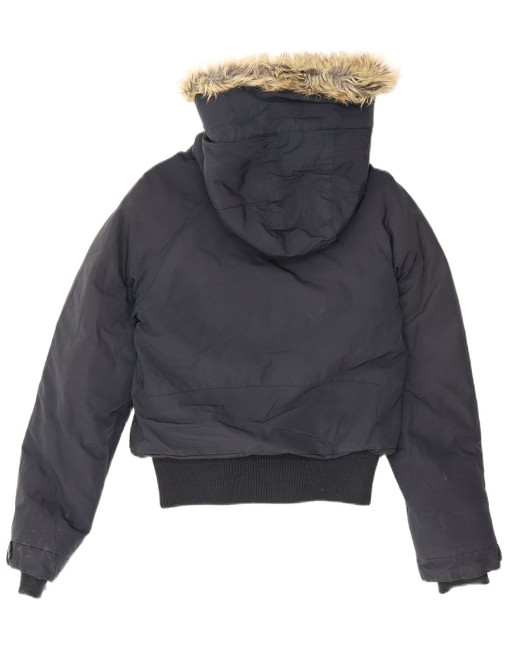 Giacca imbottita con cappuccio da donna Woolrich UK 12 cotone medio blu navy