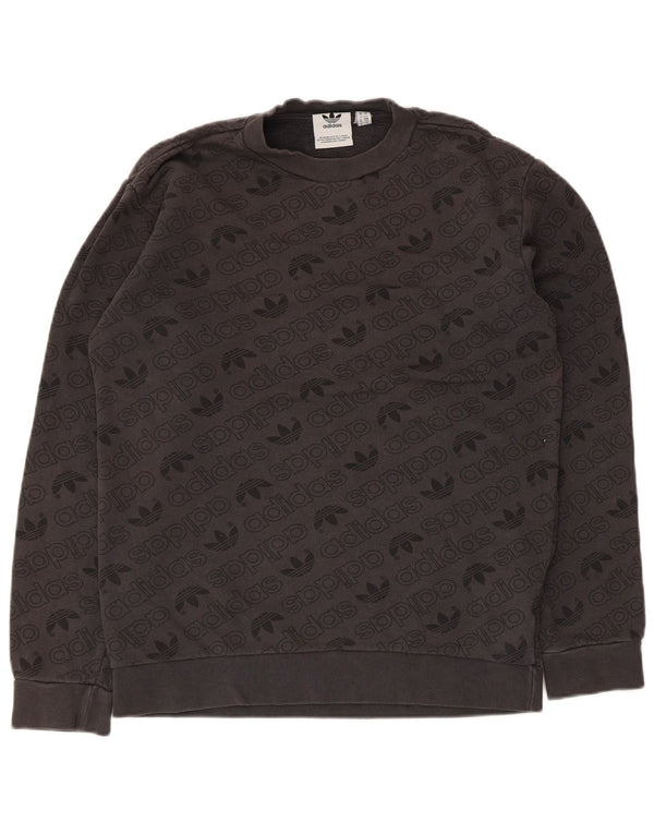 Adidas Mens Graphic Sweatshirt Jumper Small Grey Cotton