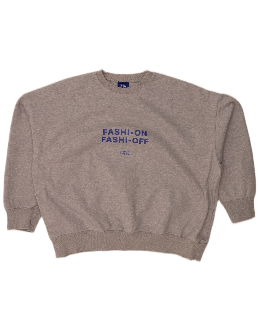 Felpa con grafica oversize da donna ZARA UK 14 grigio medio chiazzato