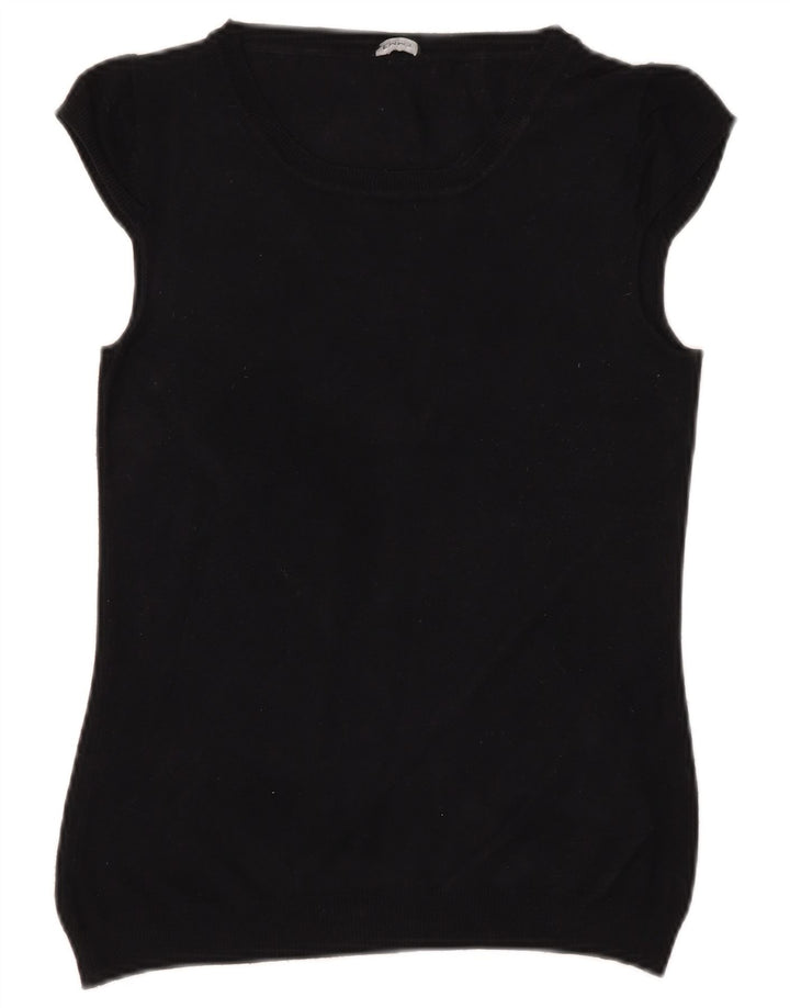 MARELLA Maglione da donna a maniche corte con scollo a barca UK 8 piccolo nero