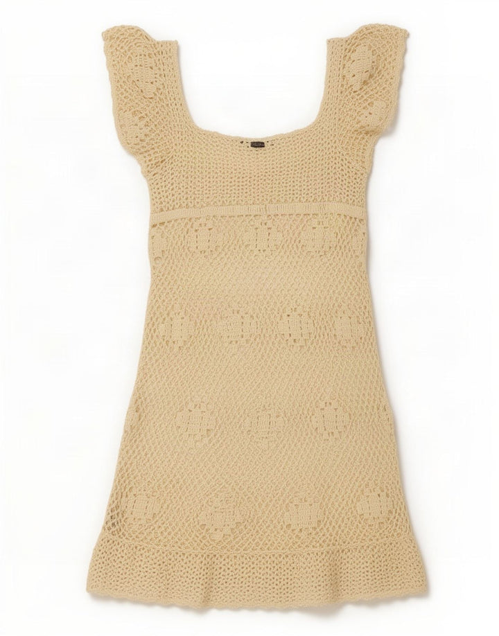 Guess Abito da donna a trapezio all'uncinetto UK 8 piccolo Poliestere beige