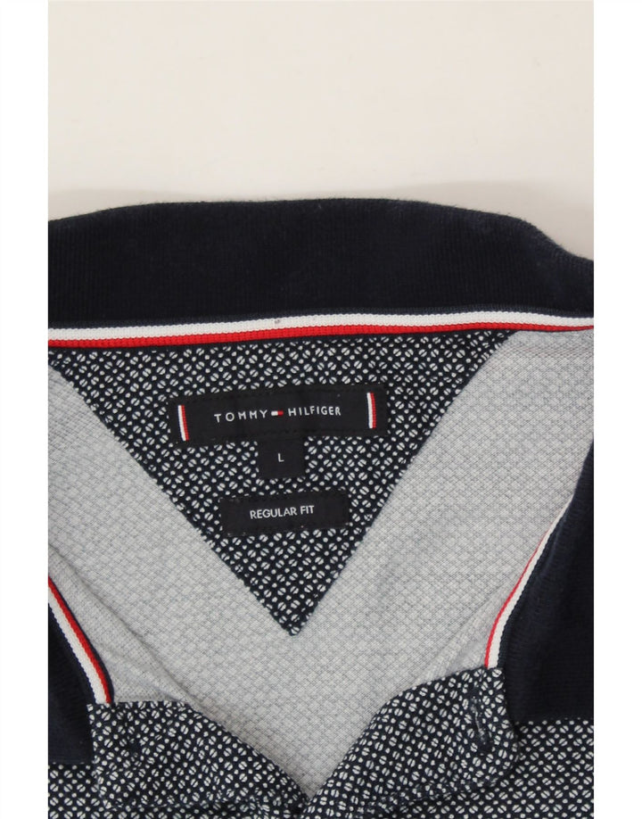 TOMMY HILFIGER Mens Regular Fit Polo Shirt Large Grey Check Cotton Vintage Tommy Hilfiger and Second-Hand Tommy Hilfiger from Messina Hembry 