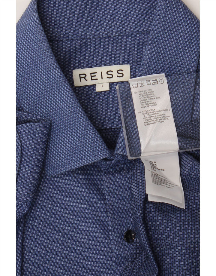 REISS Camicia da uomo grande in cotone maculato blu navy