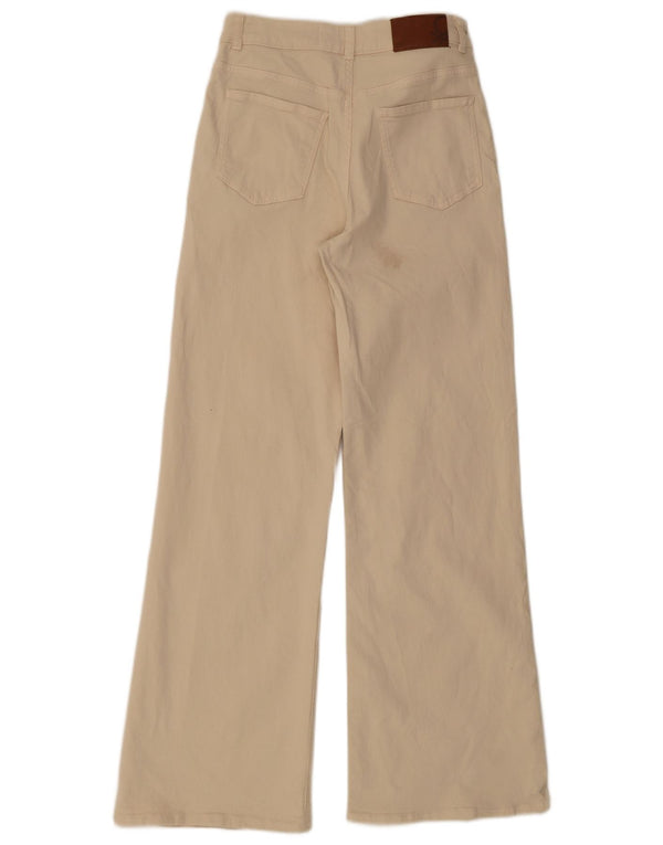 Jeans Benetton da donna a vita alta a gamba larga UK 8 Small W26 L31 Cotone beige
