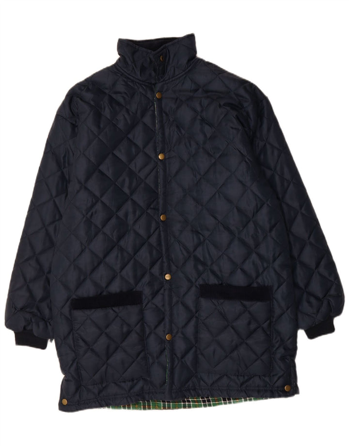 VINTAGE Mens Quilted Jacket UK 38 Medium Navy Blue Polyamide