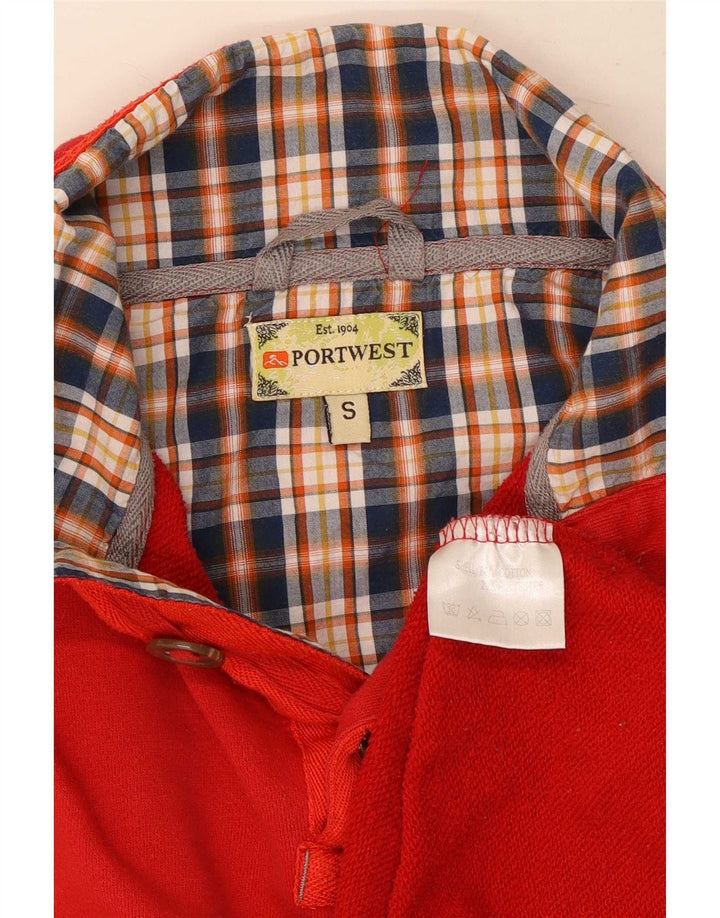 Portwest Felpa da uomo con bottoni e collo maglione piccolo rosso cotone