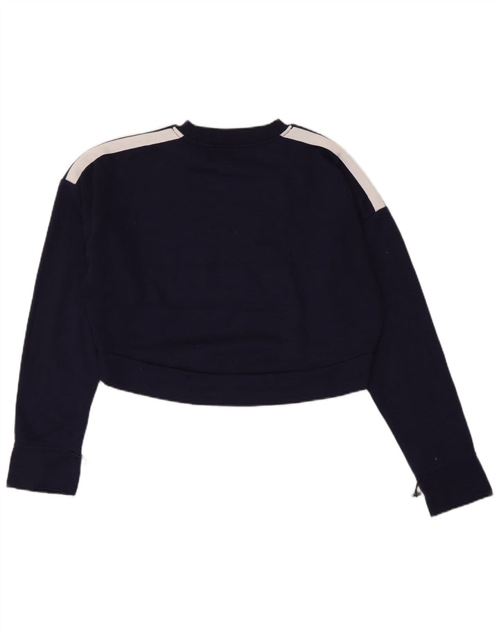 Fila da donna Crop Graphic Top manica lunga UK 14 Medium Navy Blue Colourblock