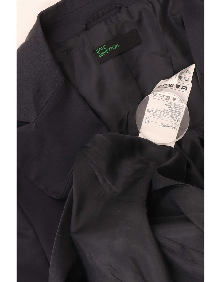 Benetton Giacca blazer a 2 bottoni da donna IT 40 Small Blu navy Cotone