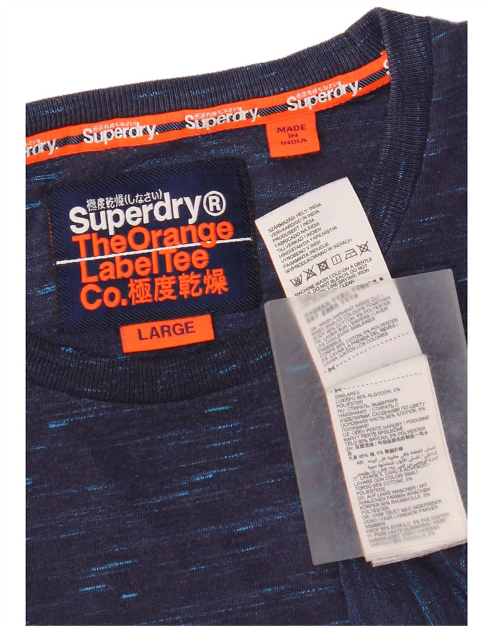 T-shirt da uomo Superdry Top Large in cotone chiazzato blu navy