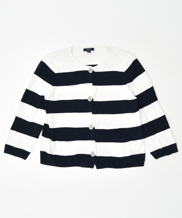 Maglione cardigan da donna CHAPS UK 18 XL cotone a righe bianche