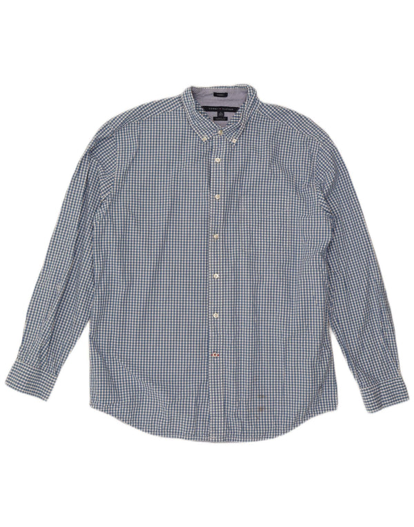 Camicia da uomo Tommy Hilfiger Classic Fit XL blu in cotone a quadretti