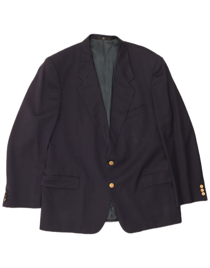 Giacca blazer da uomo a 2 bottoni Valentino IT 56 3XL Lana vergine blu navy