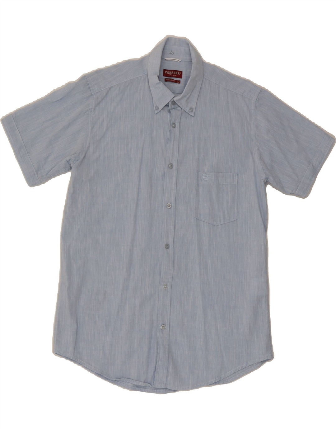 CARRERA Mens Regular Fit Short Sleeve Shirt Large Blue Cotton Vintage Carrera and Second-Hand Carrera from Messina Hembry 