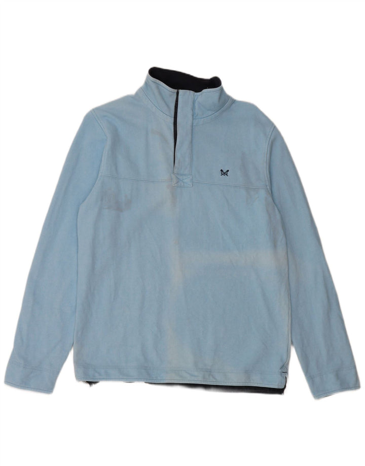 Crew Clothing Felpa con collo con zip da uomo Maglione in cotone blu medio