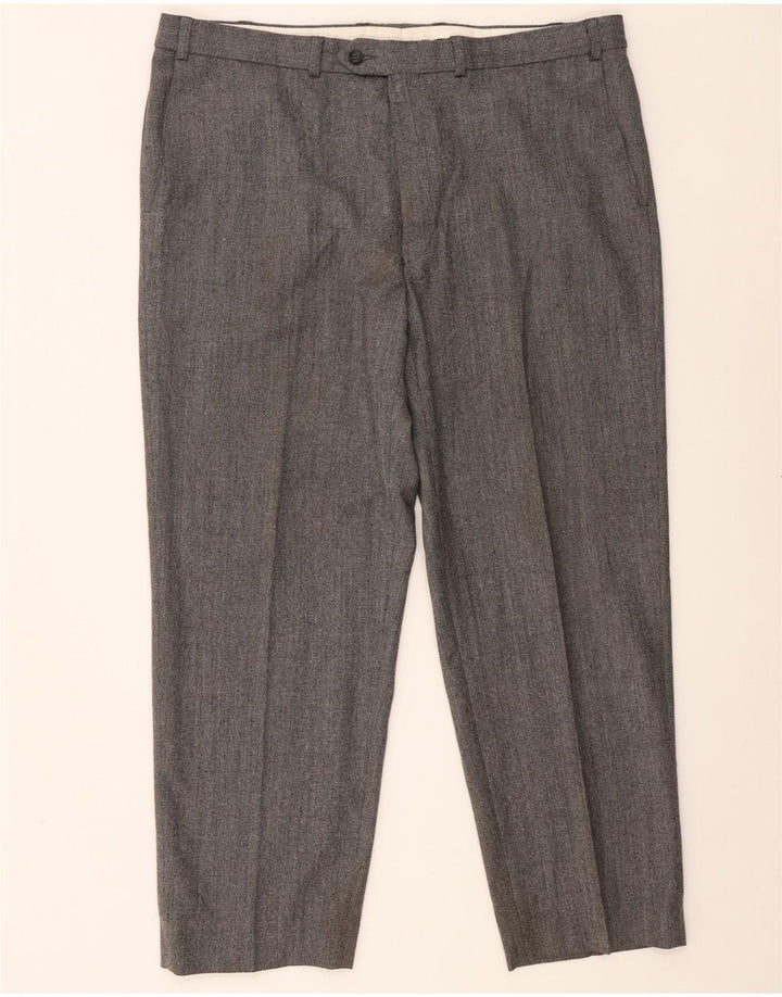 Pantaloni da abito dritti Marks & Spencer da uomo St. Michael W40 L29 in lana grigia