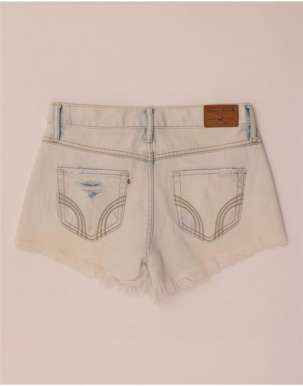 Pantaloncini Hollister da donna in denim invecchiato lavaggio acido US 1 XS W25 cotone blu