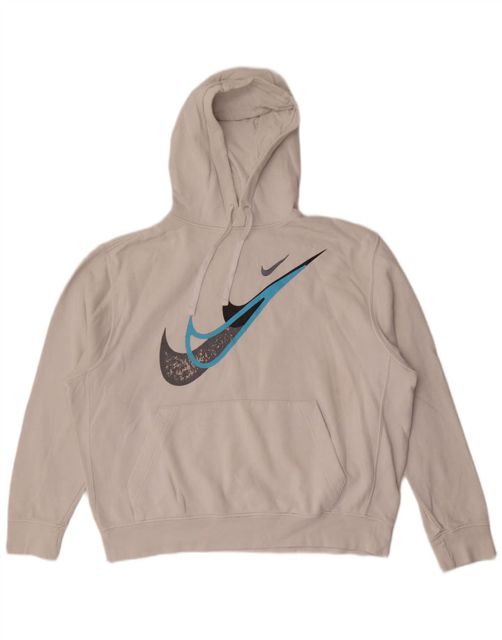 Felpa con cappuccio grafica da uomo Nike Large in cotone bianco