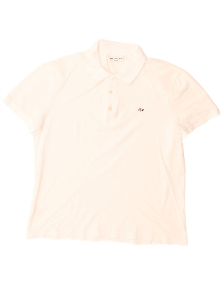 Polo da uomo slim fit Lacoste in cotone bianco medio