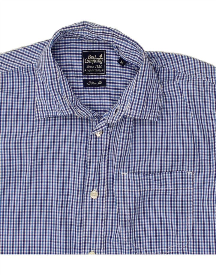 BEST COMPANY Mens Slim Fit Short Sleeve Shirt Medium Blue Check Cotton Vintage Best Company and Second-Hand Best Company from Messina Hembry 