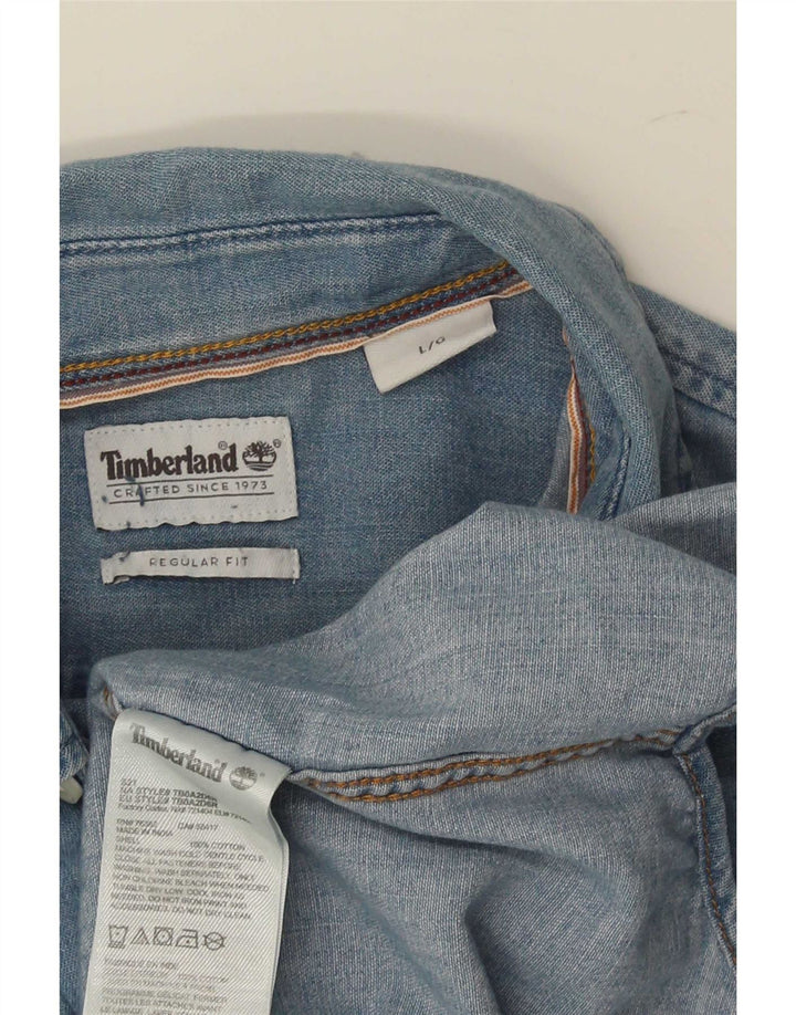 Camicia Timberland da uomo vestibilità regolare in denim di grandi dimensioni in cotone blu