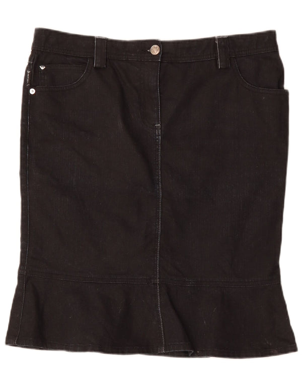 Gonna di jeans a vita alta da donna ARMANI EU 46 XL W34 cotone nero