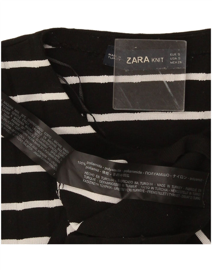 Top corto da donna Zara a maniche lunghe UK 10 piccolo in poliammide a righe nere