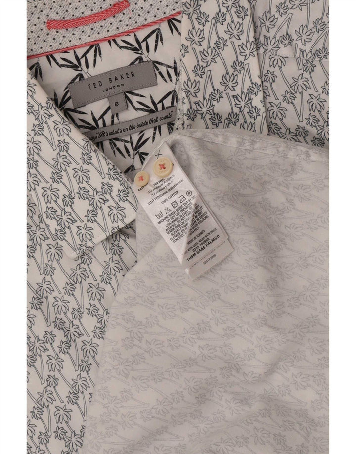 Ted Baker Camicia a maniche corte da uomo con motivo astratto taglia 6 2XL cotone bianco
