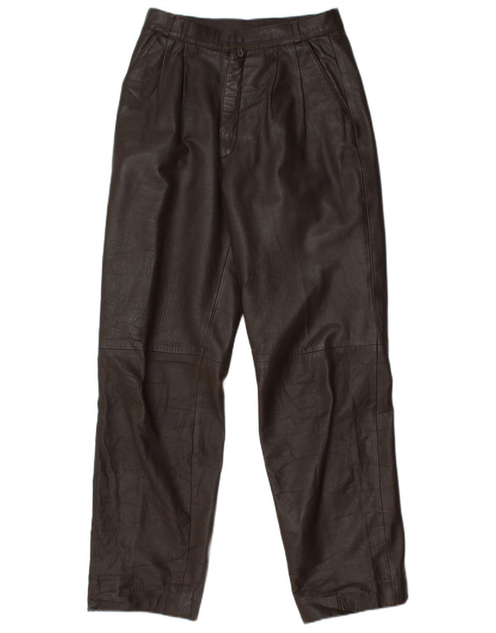 Pantaloni dritti in pelle da donna VINTAGE W25 L29 Marrone