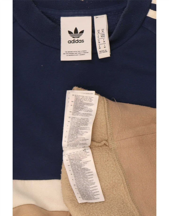 Felpa da uomo Adidas Felpa in cotone color block beige medio