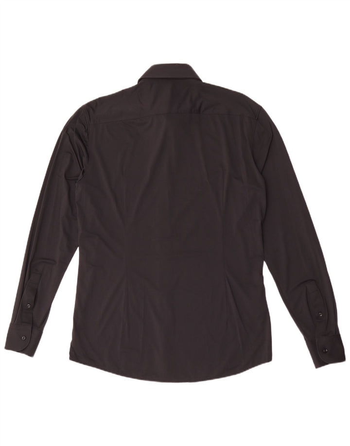 Camicia slim fit da uomo Hugo Boss taglia 40 media nera in poliammide