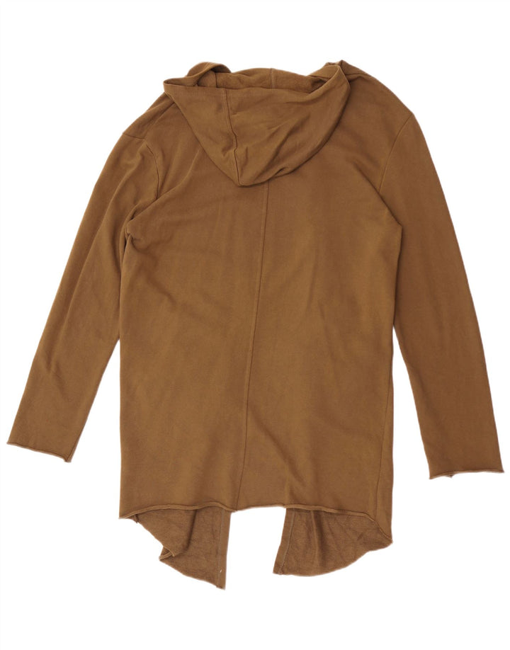 Maglione cardigan con cappuccio da uomo Zara in cotone marrone medio