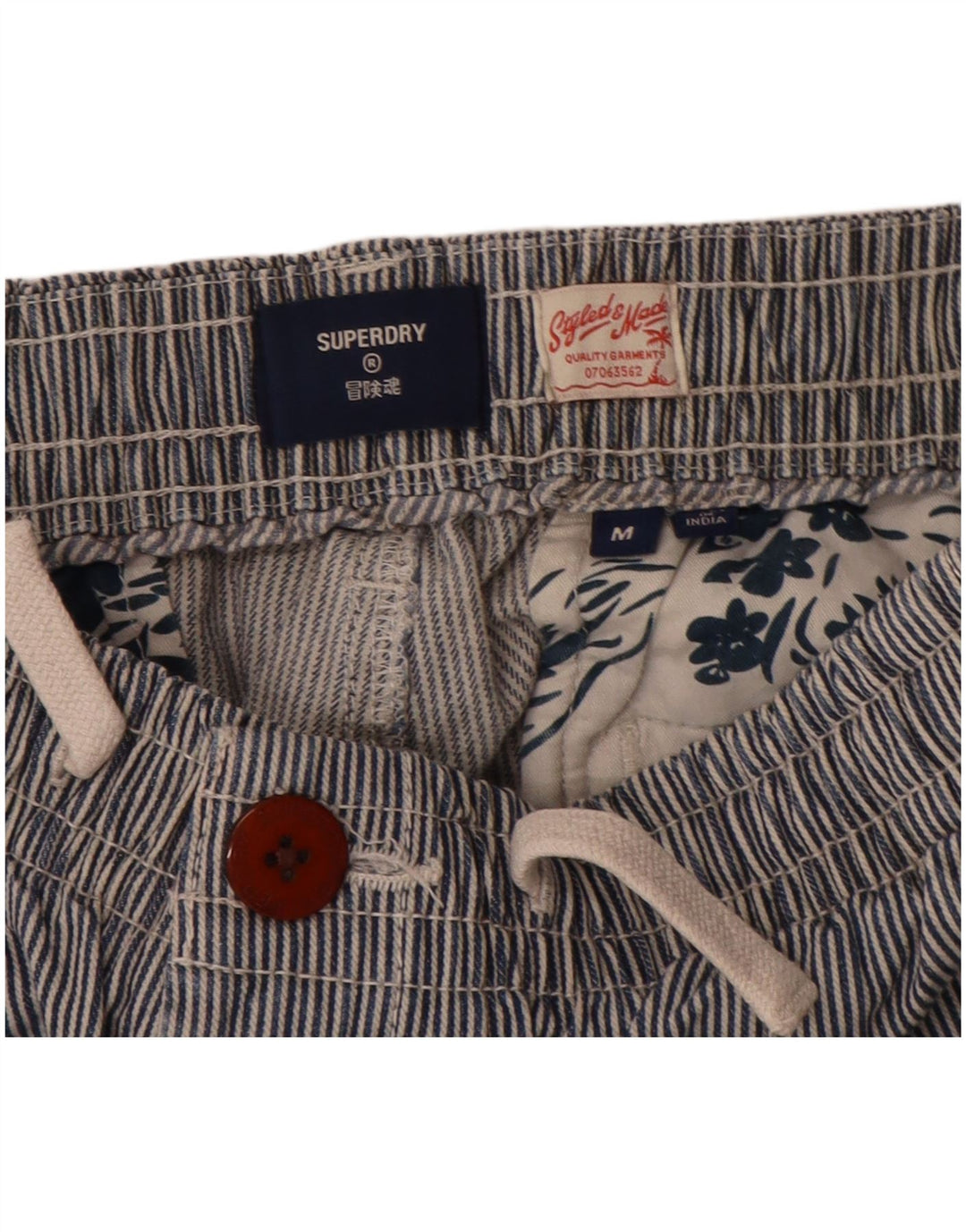 Pantaloncini chino da uomo Superdry medi W32 cotone gessato blu