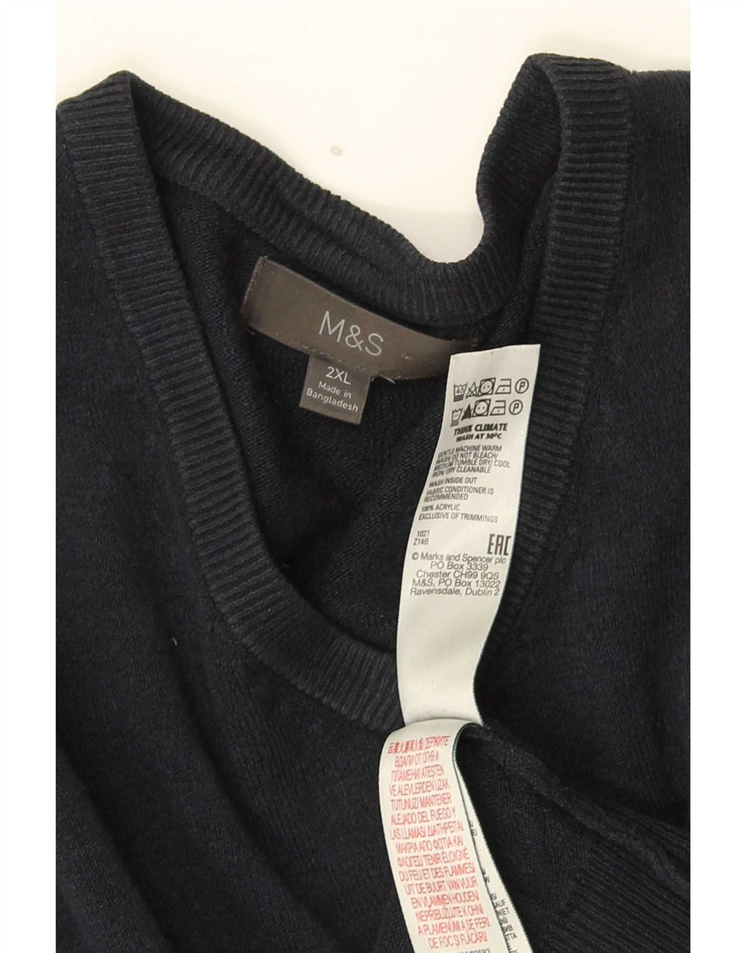 Maglione da uomo con scollo a V Marks & Spencer 2XL acrilico blu navy