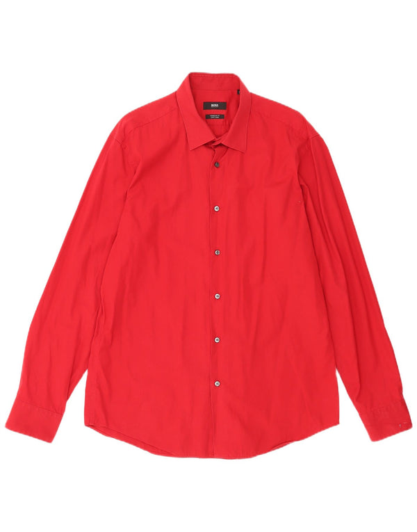 Camicia da uomo vestibilità regolare Hugo Boss taglia 41 16 grande cotone rosso