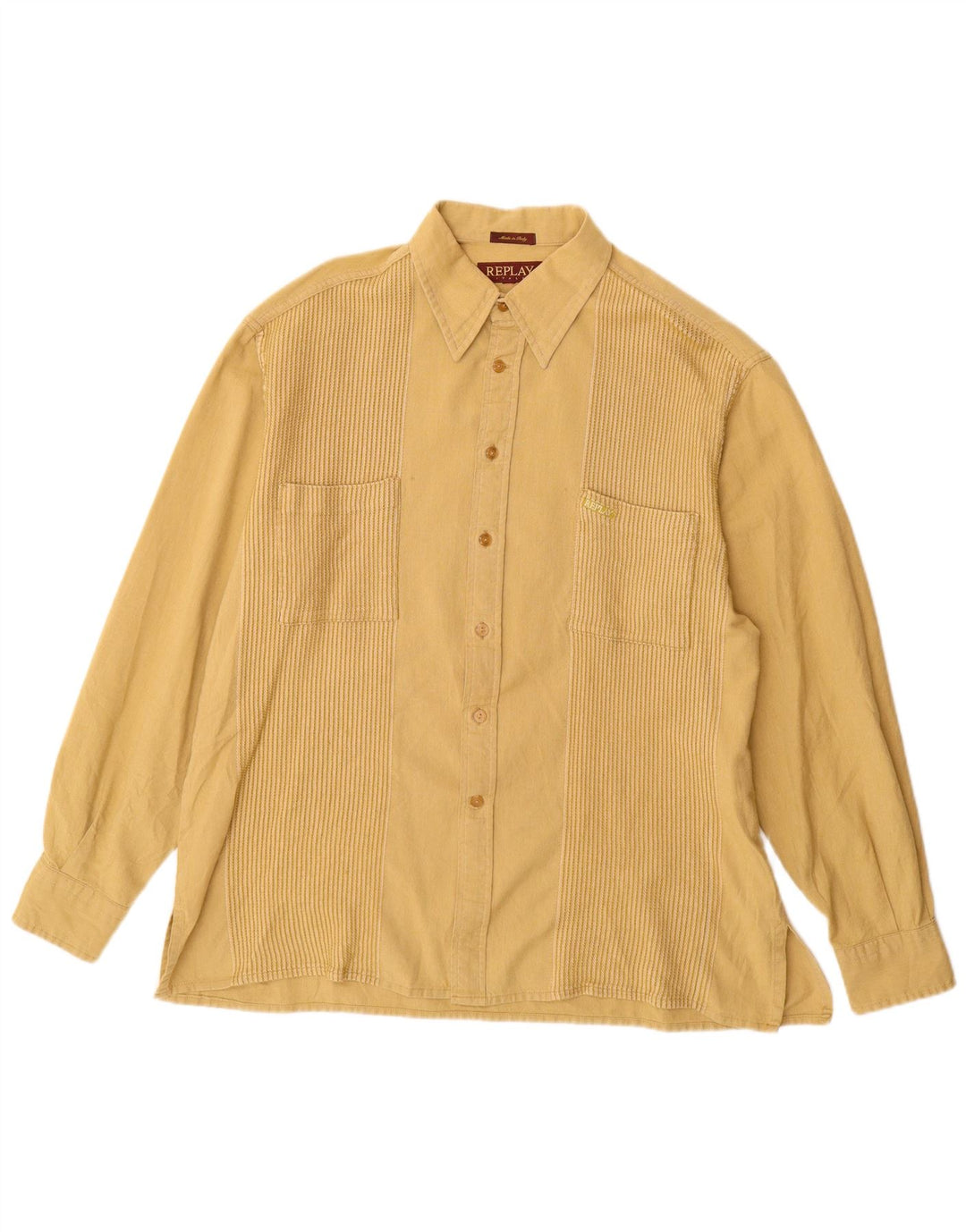 Camicia Uomo Replay Large in Cotone Giallo