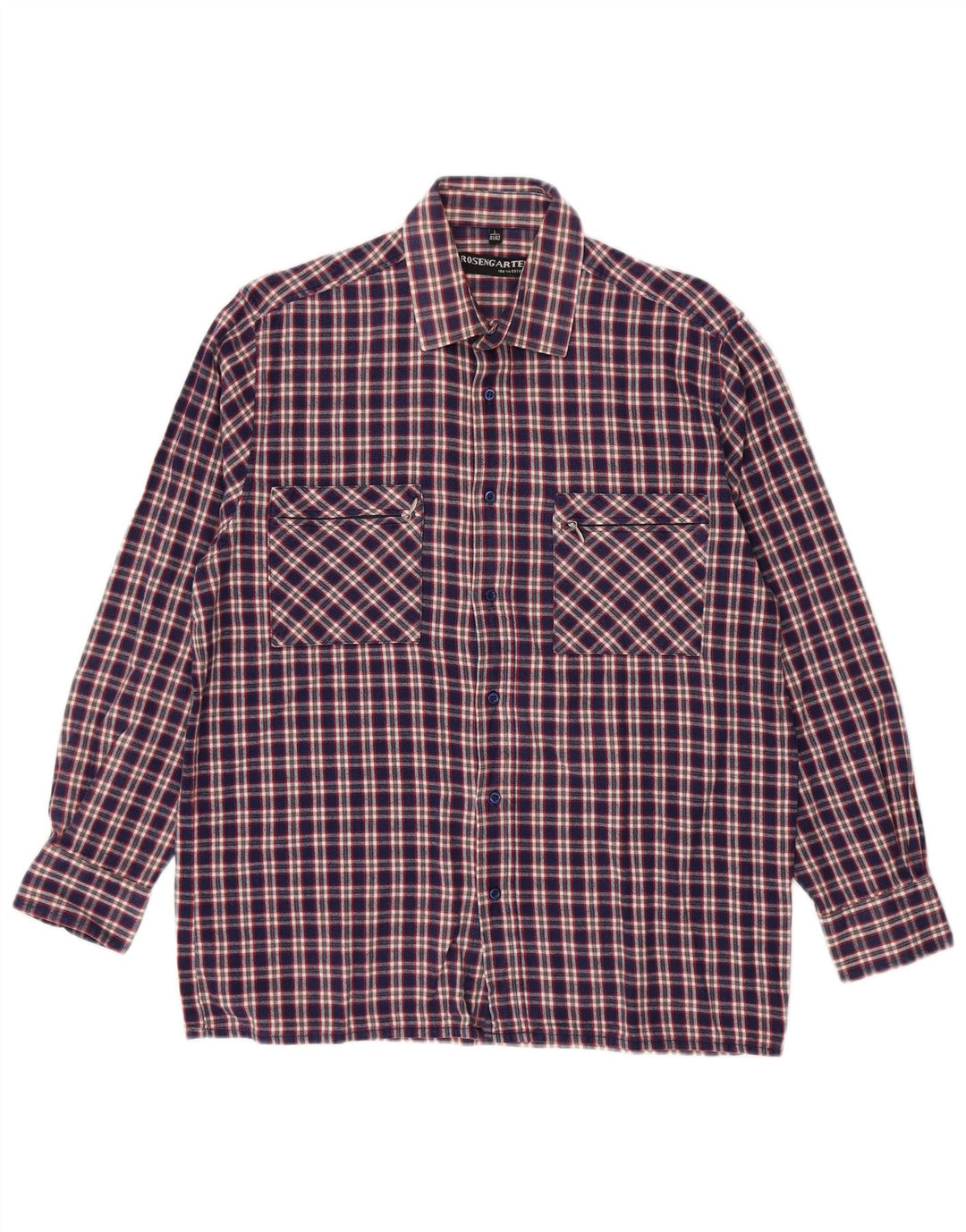 Camicia da uomo in flanella Rosengarten taglia 41/42 grande cotone a quadri blu