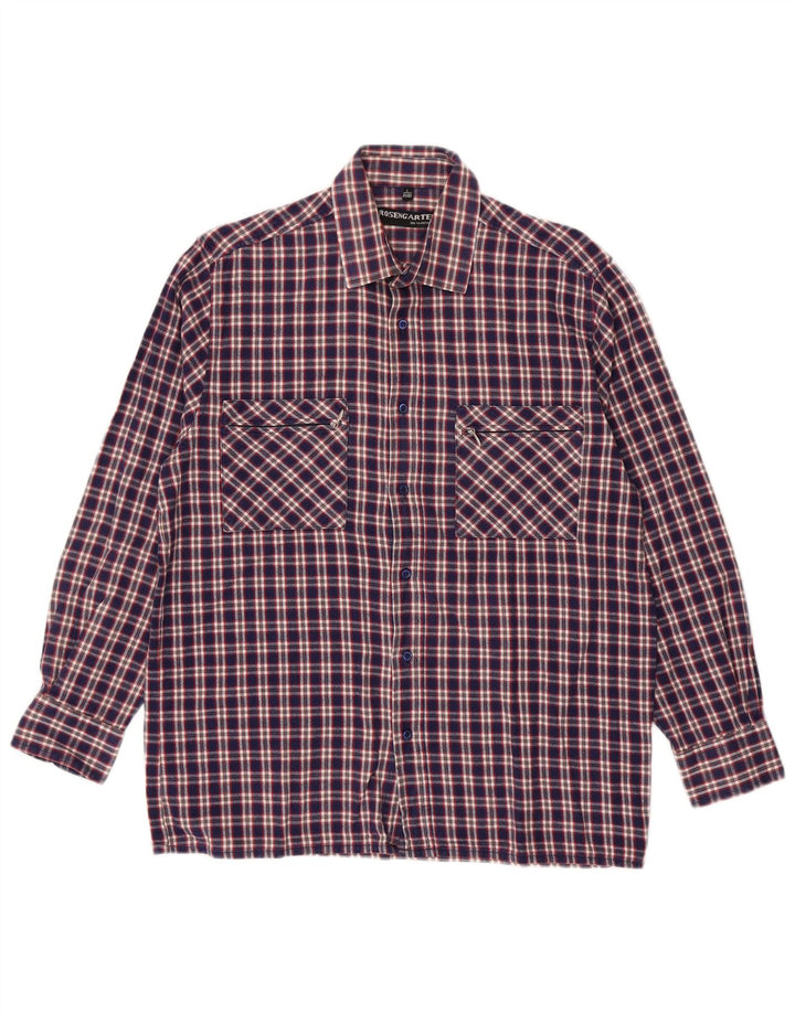 Camicia da uomo in flanella Rosengarten taglia 41/42 grande cotone a quadri blu