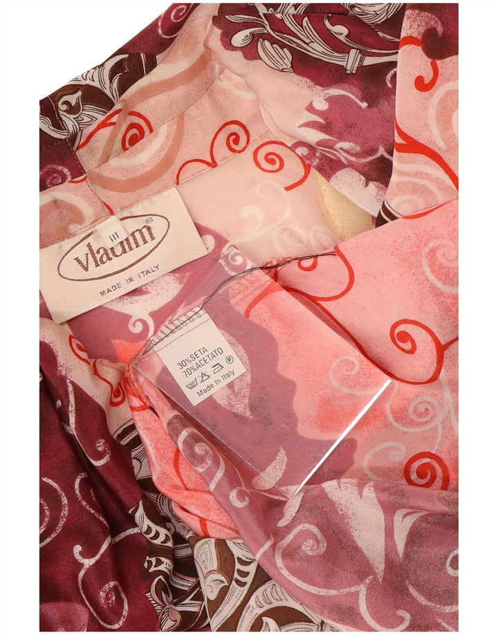 Camicetta da donna con cravatta sul davanti VINTAGE UK 16 Grande Paisley multicolore