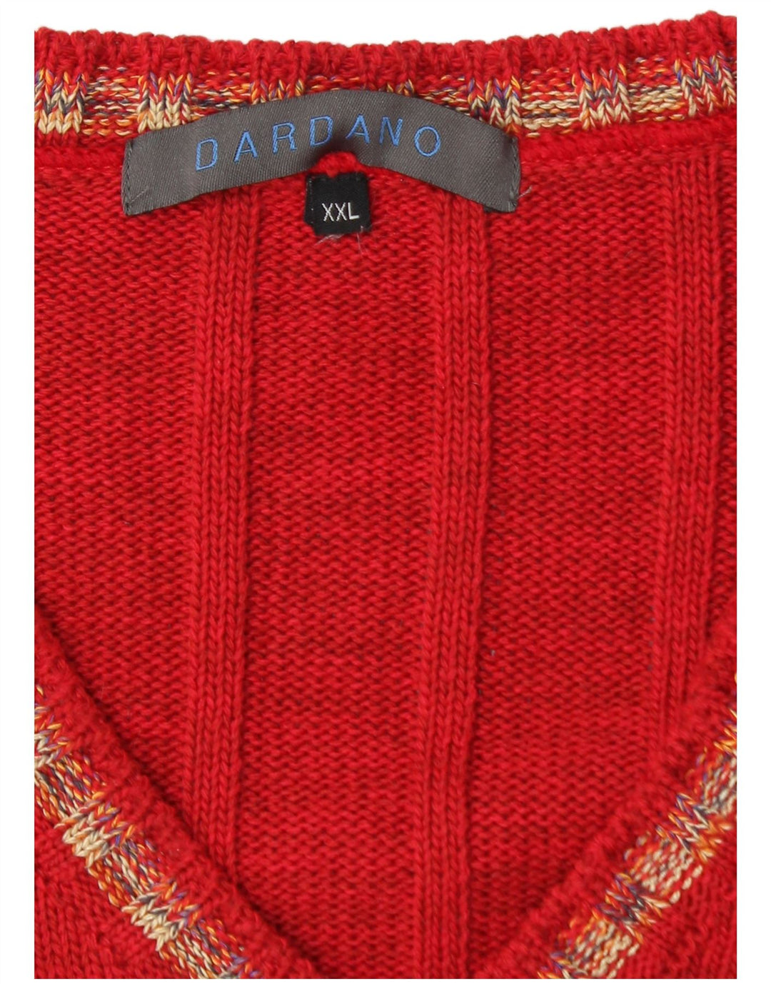 Maglione da uomo con scollo a V Dardano 2XL in lana rossa