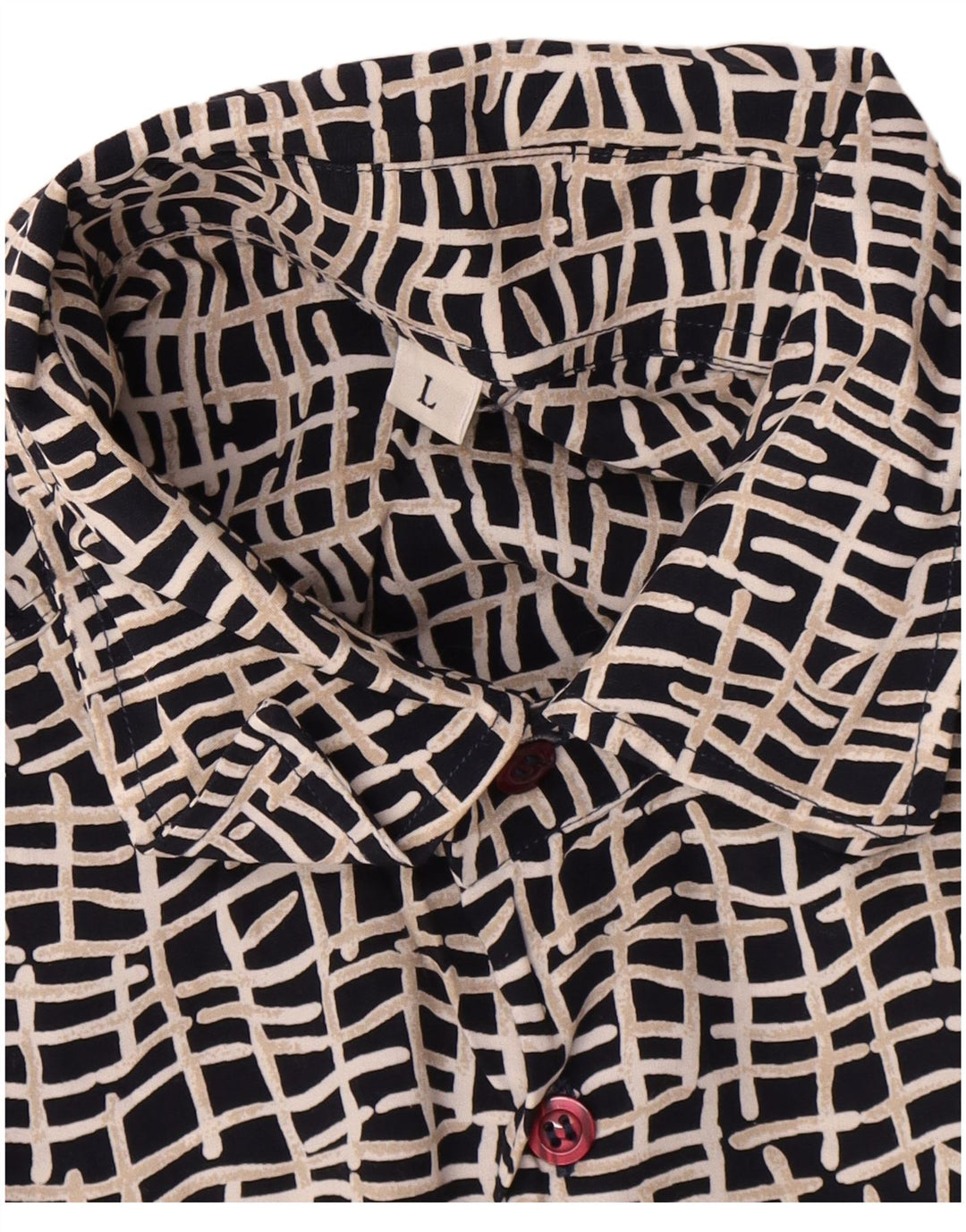 Camicia vintage da uomo a maniche corte grande nera geometrica